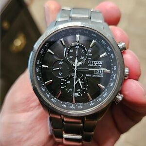 Citizen Eco-Drive Silver and Black Chronograph Watch